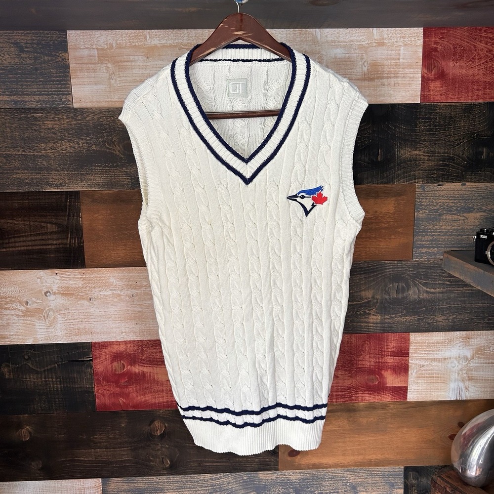 Toronto Blue Jays Knit Sweater Vest Stadium Giveaway OS Cream White Danbury Mint
